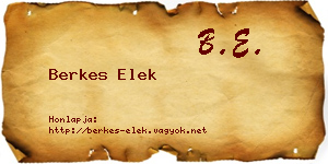 Berkes Elek névjegykártya